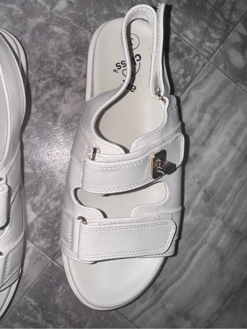 Art Class Girls White Platform Sandals Size 3 Adjustable Strap